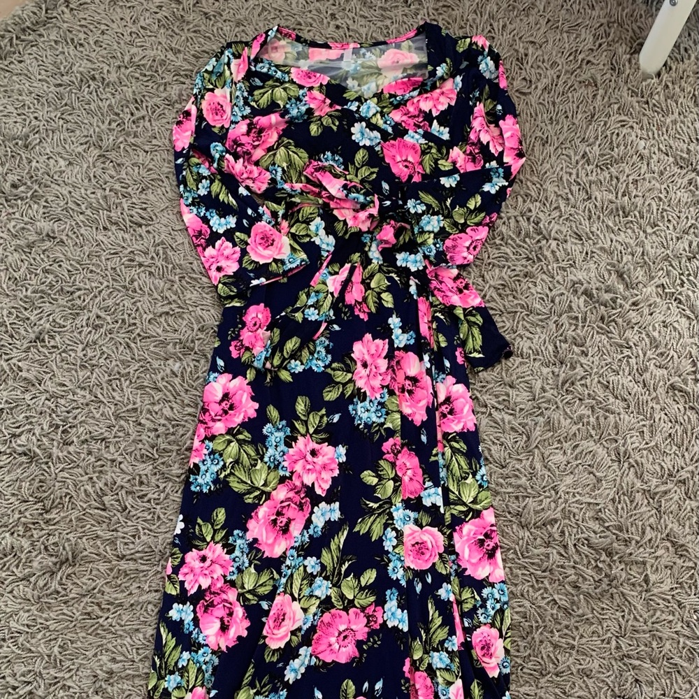 PinkBlush Floral Maternity Maxi Dress